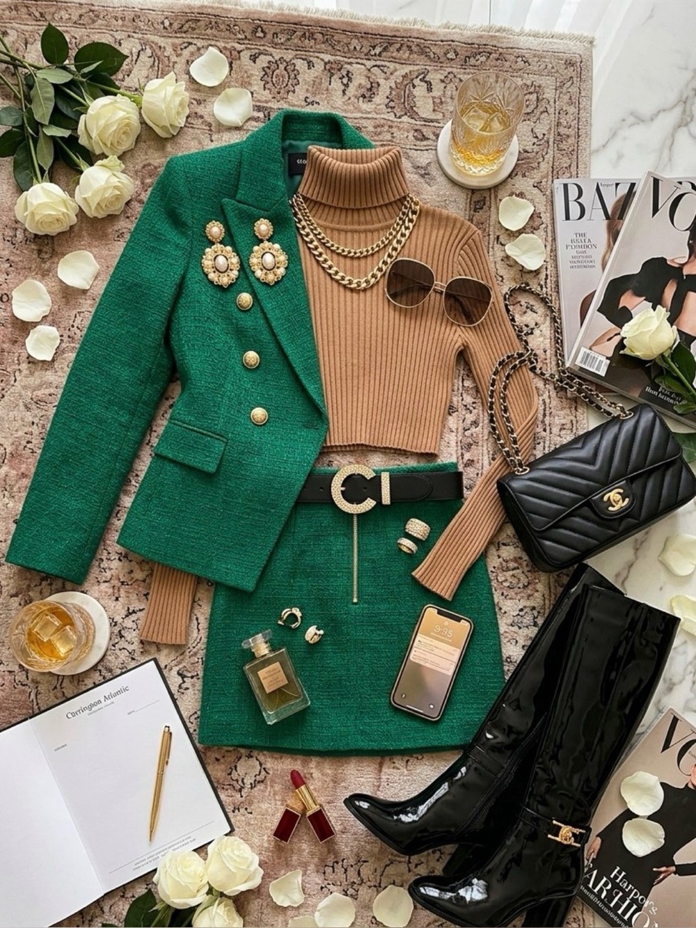 Love Tree | Tan Crop Top Turtleneck | Size M | Dynasty Fallon Carrington Core